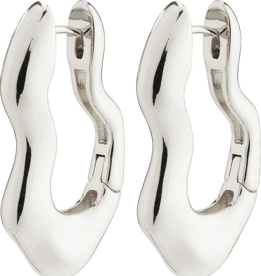 Earrings Pilgrim Jewellery | Wave Recycled Wavy Earrings - Silver Plated