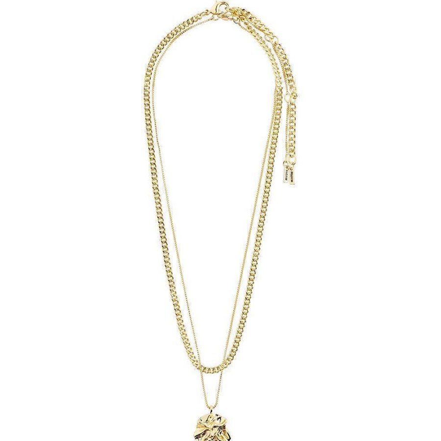 Necklaces Pilgrim Jewellery | Willpower Curb Chain And Coin Necklace 2-In-1 Set - Gold Plated