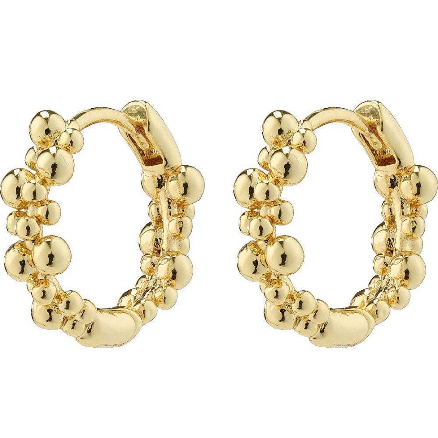 Earrings Pilgrim Jewellery | Solidarity Recycled Small Bubbles Hoop Earrings - Gold Plated