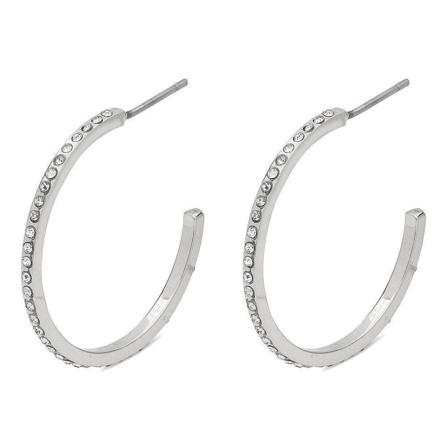 Earrings Pilgrim Jewellery | Roberta Pi Earrings - Silver Plated Crystal - 25Mm