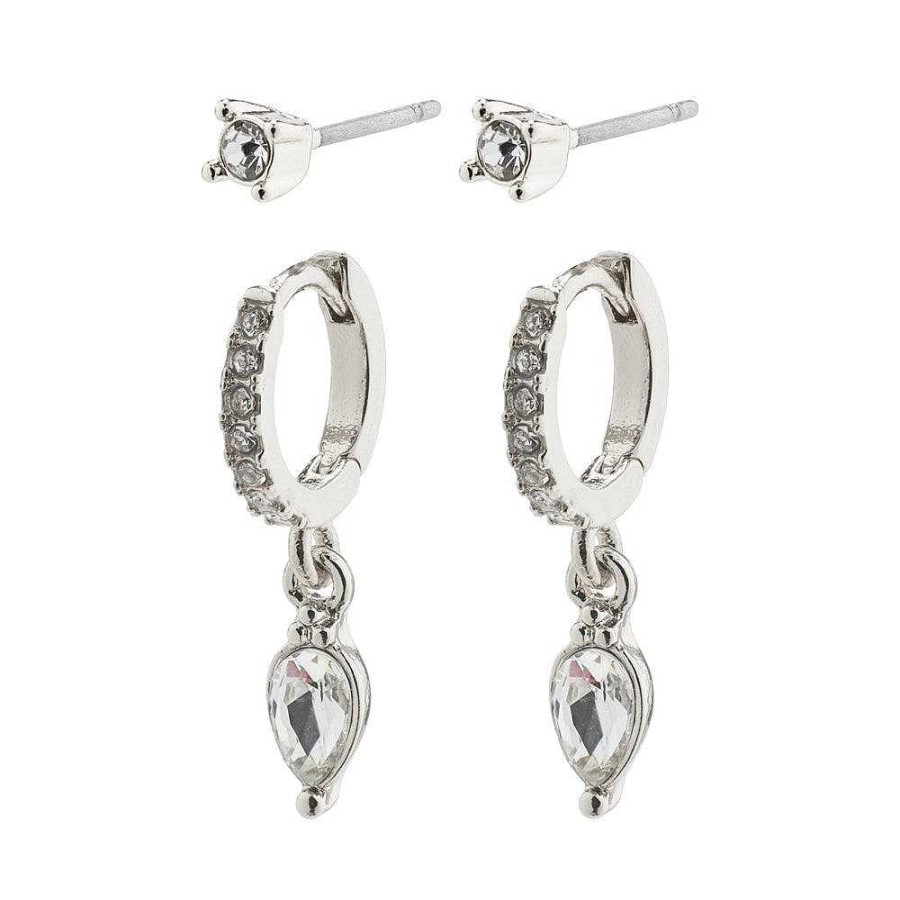 Earrings Pilgrim Jewellery | Elza Earrings - Silver Plated Crystal