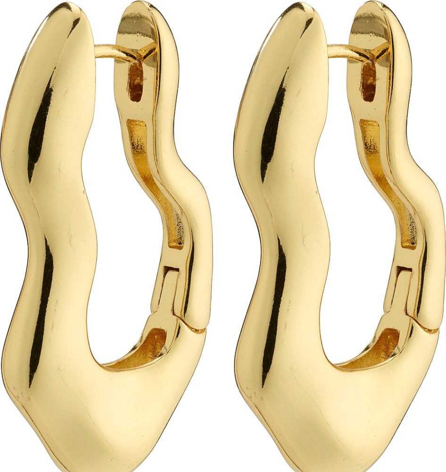 Earrings Pilgrim Jewellery | Wave Recycled Wavy Earrings - Gold Plated