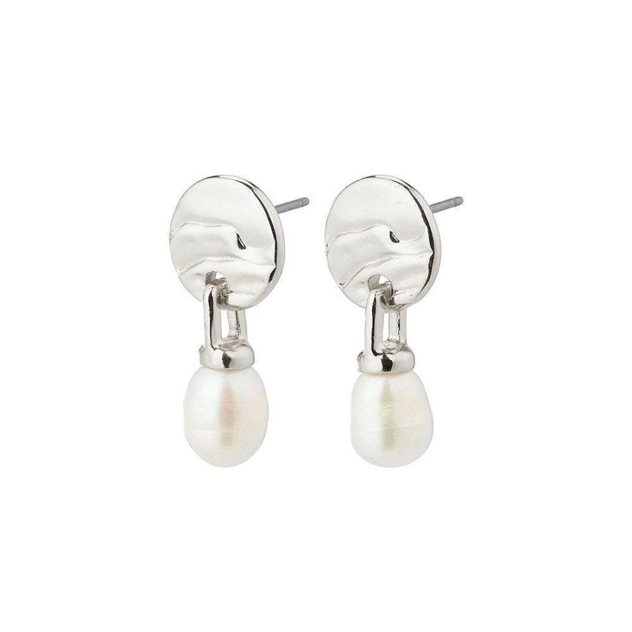 Earrings Pilgrim Jewellery | Heat Recycled Freshwater Pearl Earrings - Silver Plated