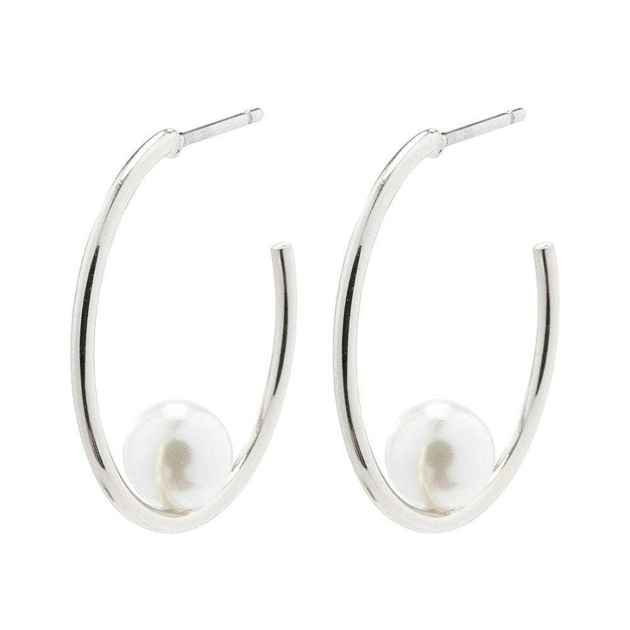 Earrings Pilgrim Jewellery | Eline Earrings - Silver Plated White