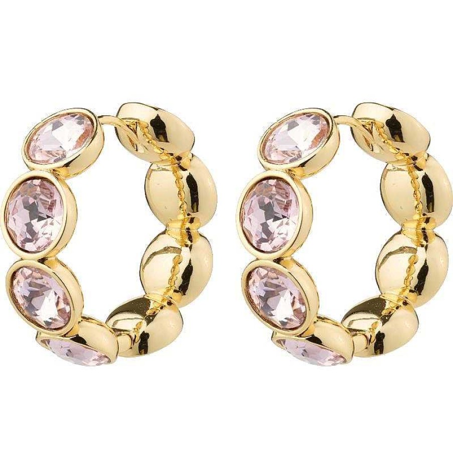 Earrings Pilgrim Jewellery | Callie Recycled Crystal Hoops - Gold Plated - Rose