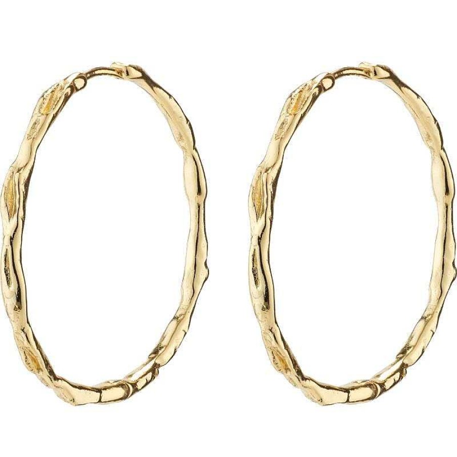 Earrings Pilgrim Jewellery | Eddy Recycled Organic Shaped Maxi Hoops - Gold Plated