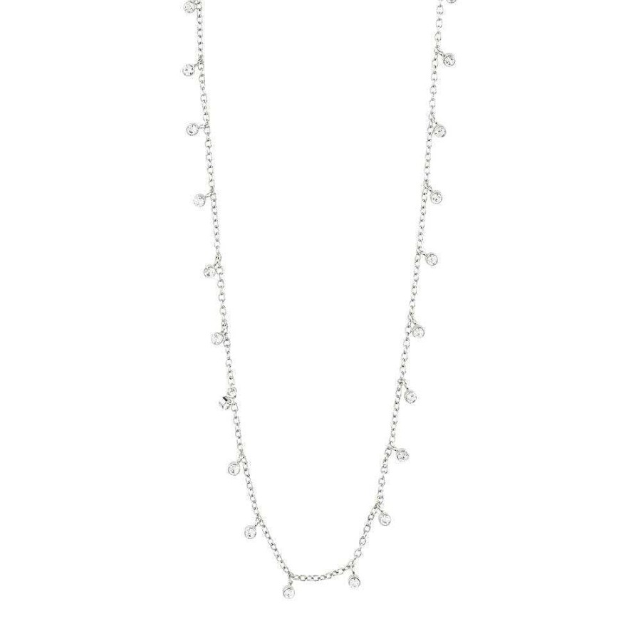 Necklaces Pilgrim Jewellery | Maja Crystal Multi Drops Necklace - Silver Plated