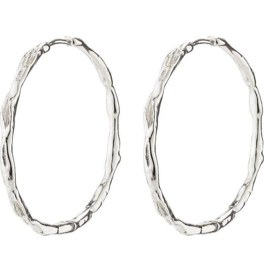 Earrings Pilgrim Jewellery | Eddy Recycled Organic Shaped Maxi Hoops - Silver Plated