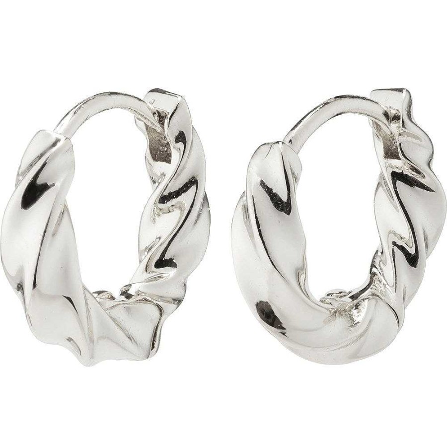 Earrings Pilgrim Jewellery | Taffy Recycled Small Swirl Hoop Earrings - Silver Plated