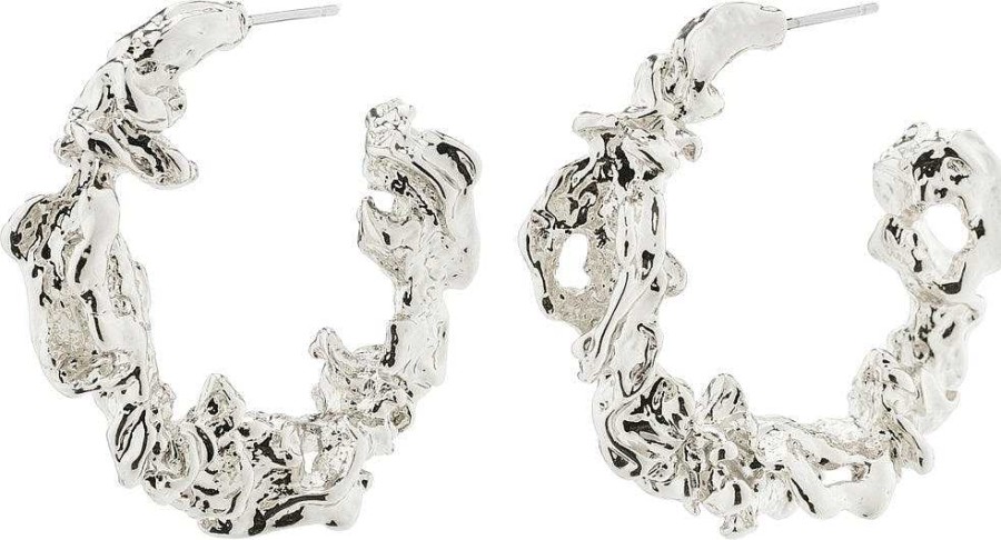 Earrings Pilgrim Jewellery | Flow Recycled Large Hoops - Silver Plated