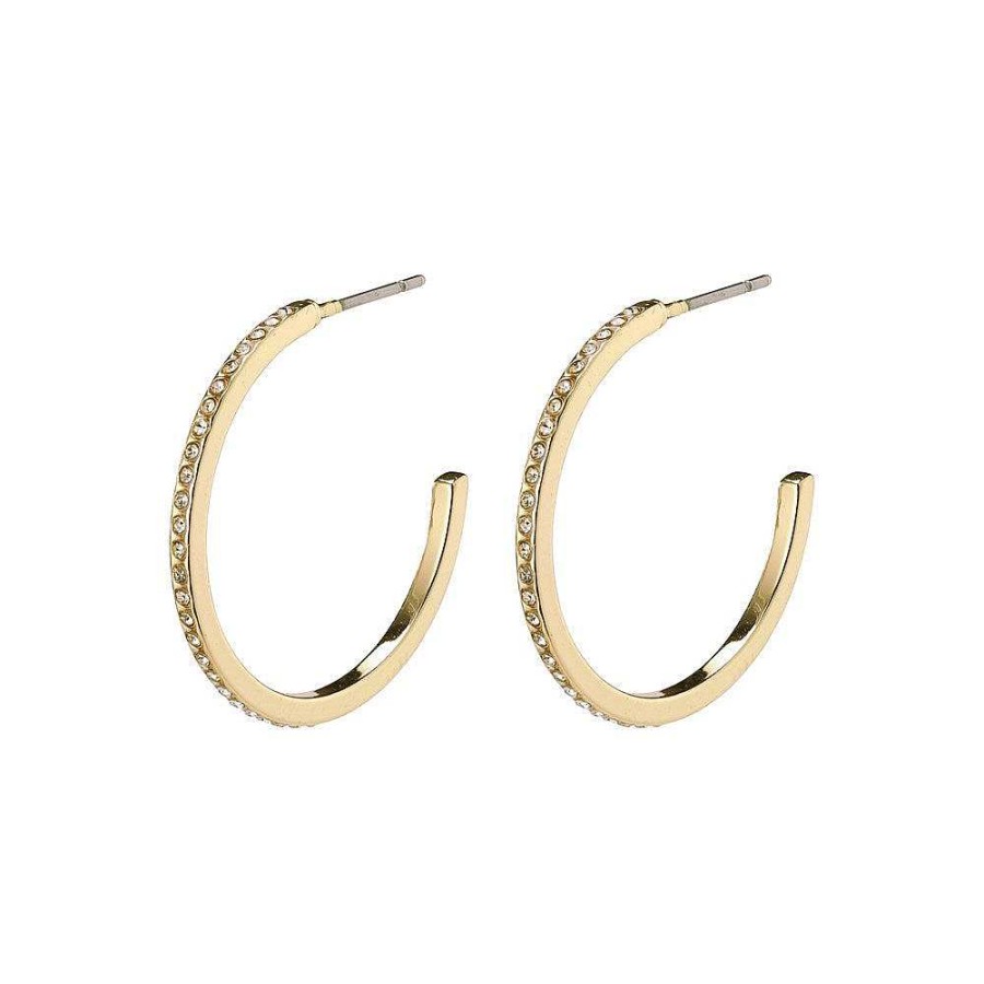 Earrings Pilgrim Jewellery | Roberta Pi Earrings - Gold Plated Crystal - 25Mm