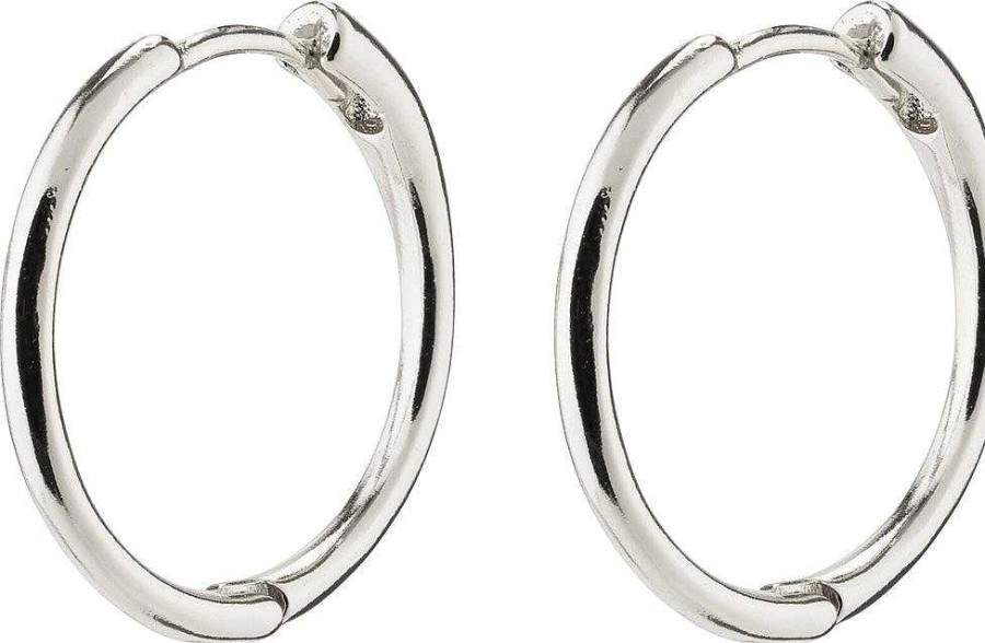 Earrings Pilgrim Jewellery | Eanna Recycled Medium Hoops - Silver Plated