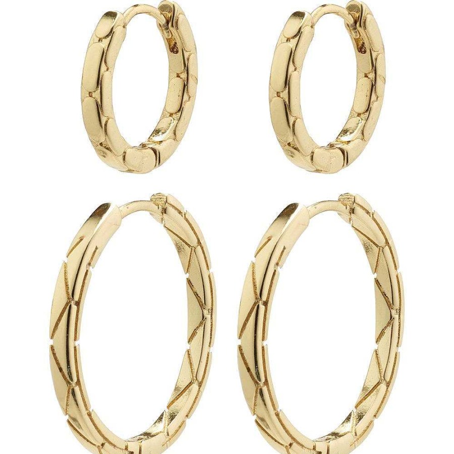 Earrings Pilgrim Jewellery | Blossom Recycled Hoop Earrings 2-In-1 Set - Gold Plated