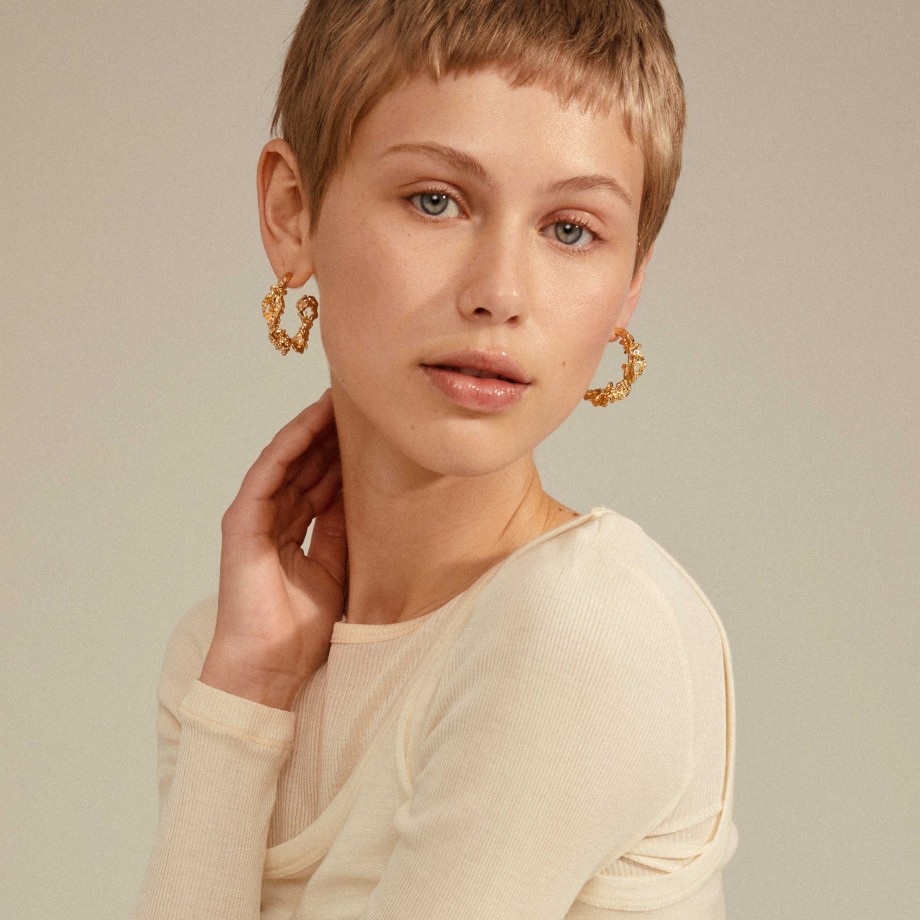 Earrings Pilgrim Jewellery | Flow Recycled Large Hoops - Gold Plated