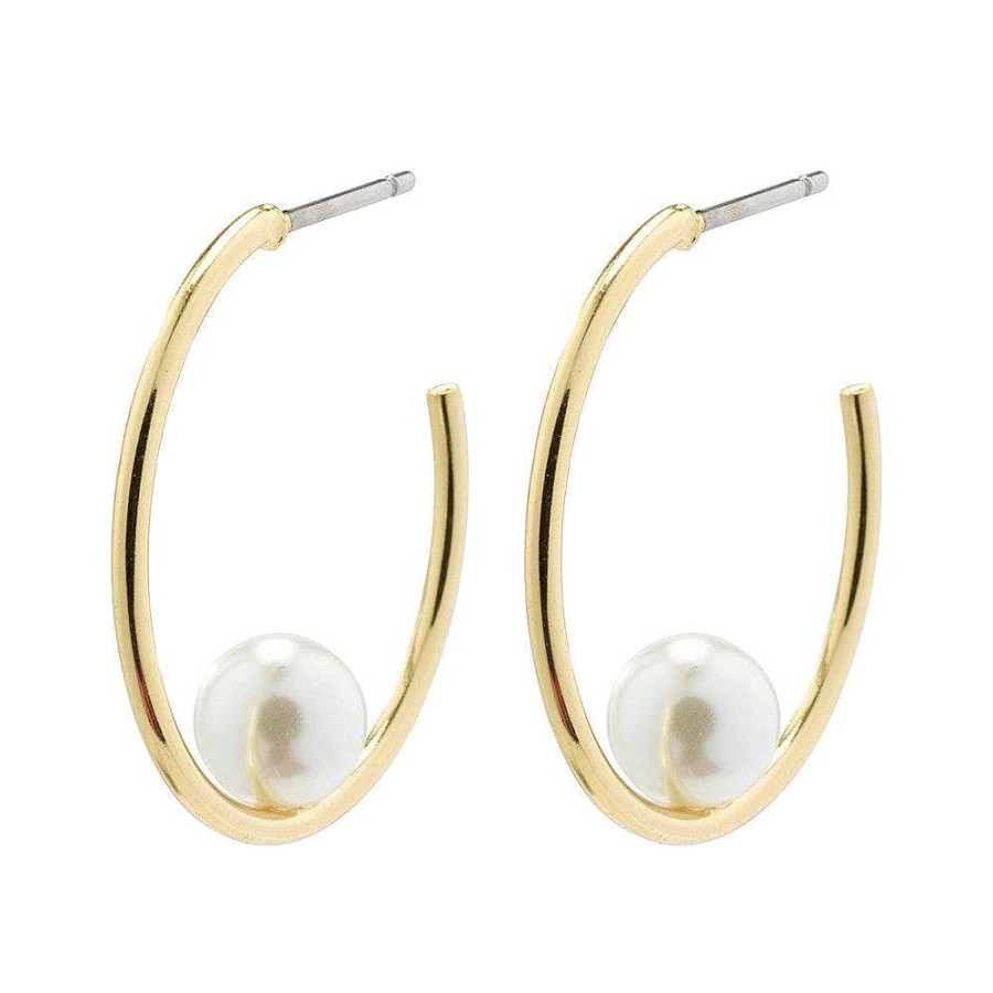 Earrings Pilgrim Jewellery | Eline Earrings - Gold Plated White