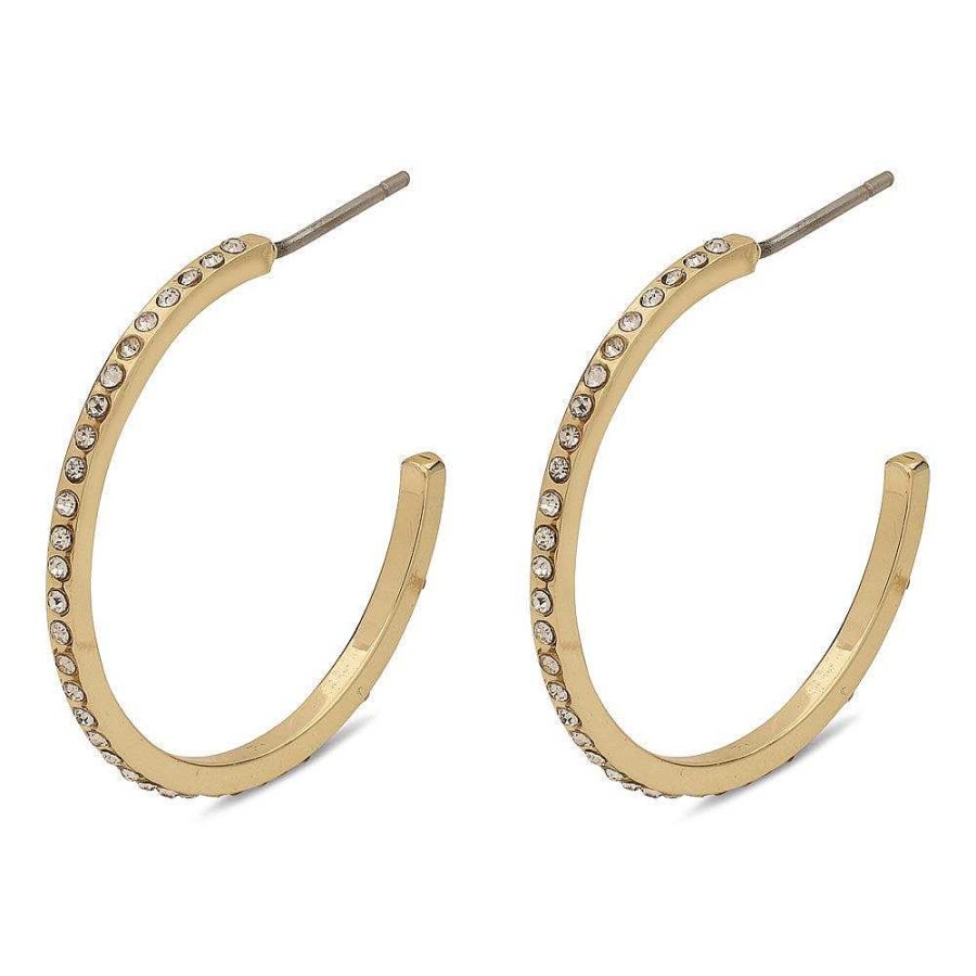 Earrings Pilgrim Jewellery | Roberta Pi Earrings - Gold Plated Crystal - 25Mm