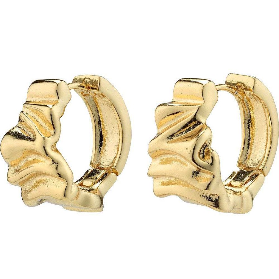 Earrings Pilgrim Jewellery | Willpower Recycled Huggie Hoop Earrings - Gold Plated