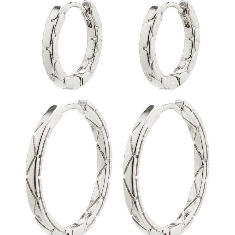 Earrings Pilgrim Jewellery | Blossom Recycled Hoop Earrings 2-In-1 Set - Silver Plated