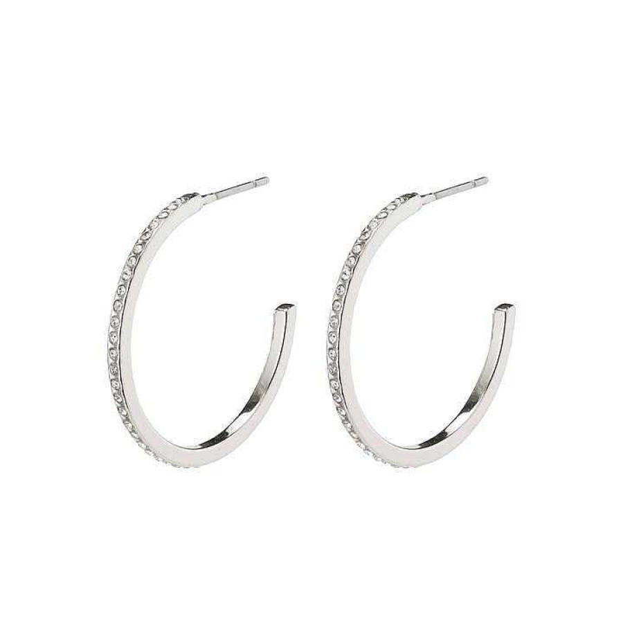 Earrings Pilgrim Jewellery | Roberta Pi Earrings - Silver Plated Crystal - 25Mm