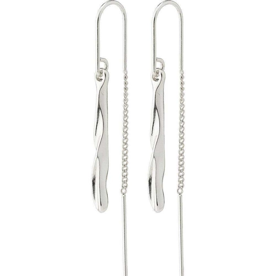 Earrings Pilgrim Jewellery | Alberte Teardrop Pendant Chain Earrings - Silver Plated